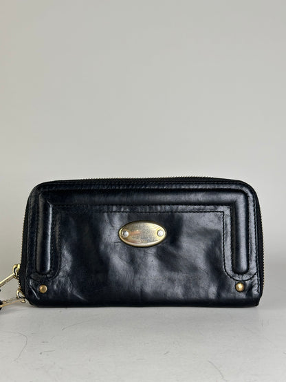 Vintage Chloe Leather Zip Wallet Black Gold