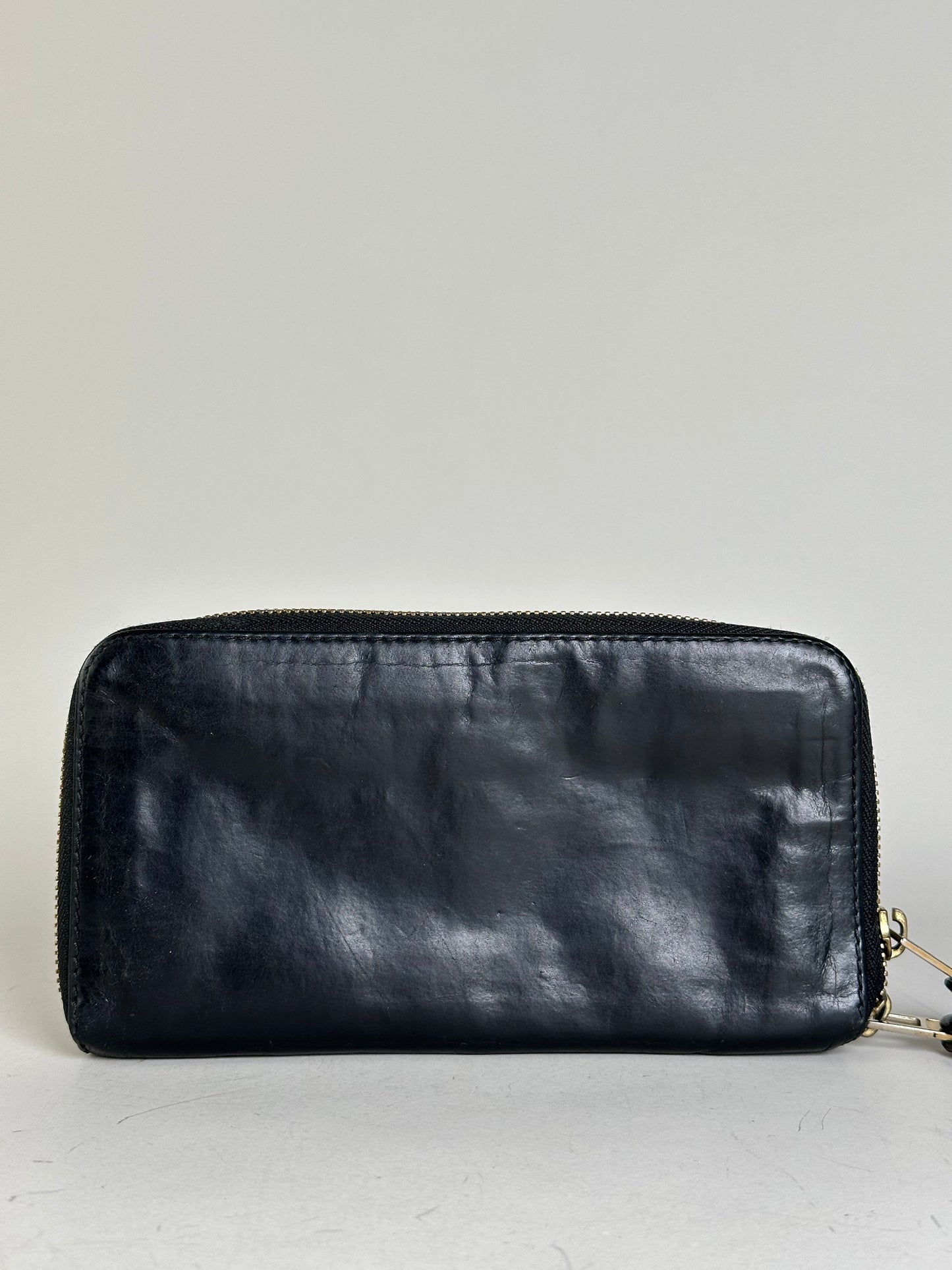 Vintage Chloe Leather Zip Wallet Black Gold