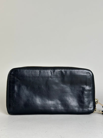 Vintage Chloe Leather Zip Wallet Black Gold