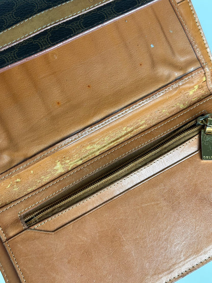 Vintage Celine Triomphe Leather Monogram Wallet Brown