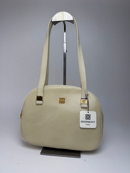 Sac vintage Givenchy en cuir embossé serpent beige