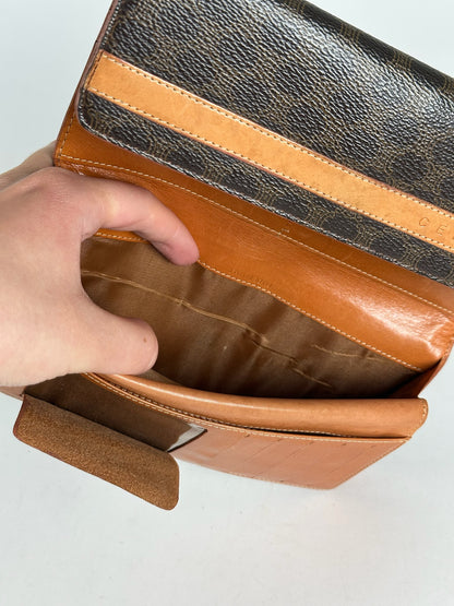 Vintage Celine Triomphe Leather Monogram Wallet Brown