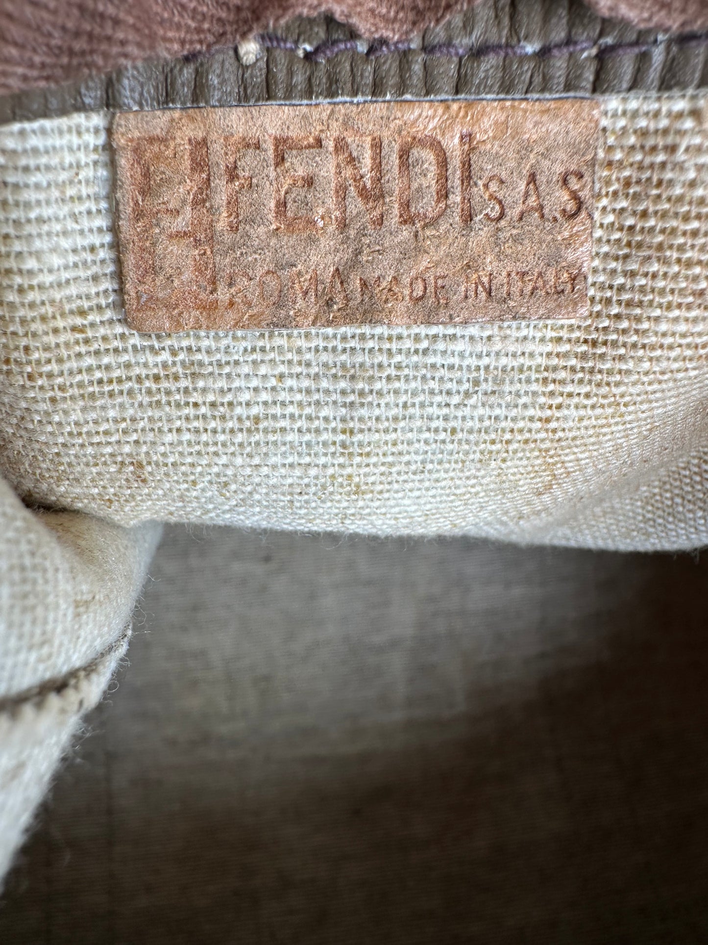 Vintage Fendi Roma Zucca FF Monogram Coated Canvas Boston Bag Brown Tan