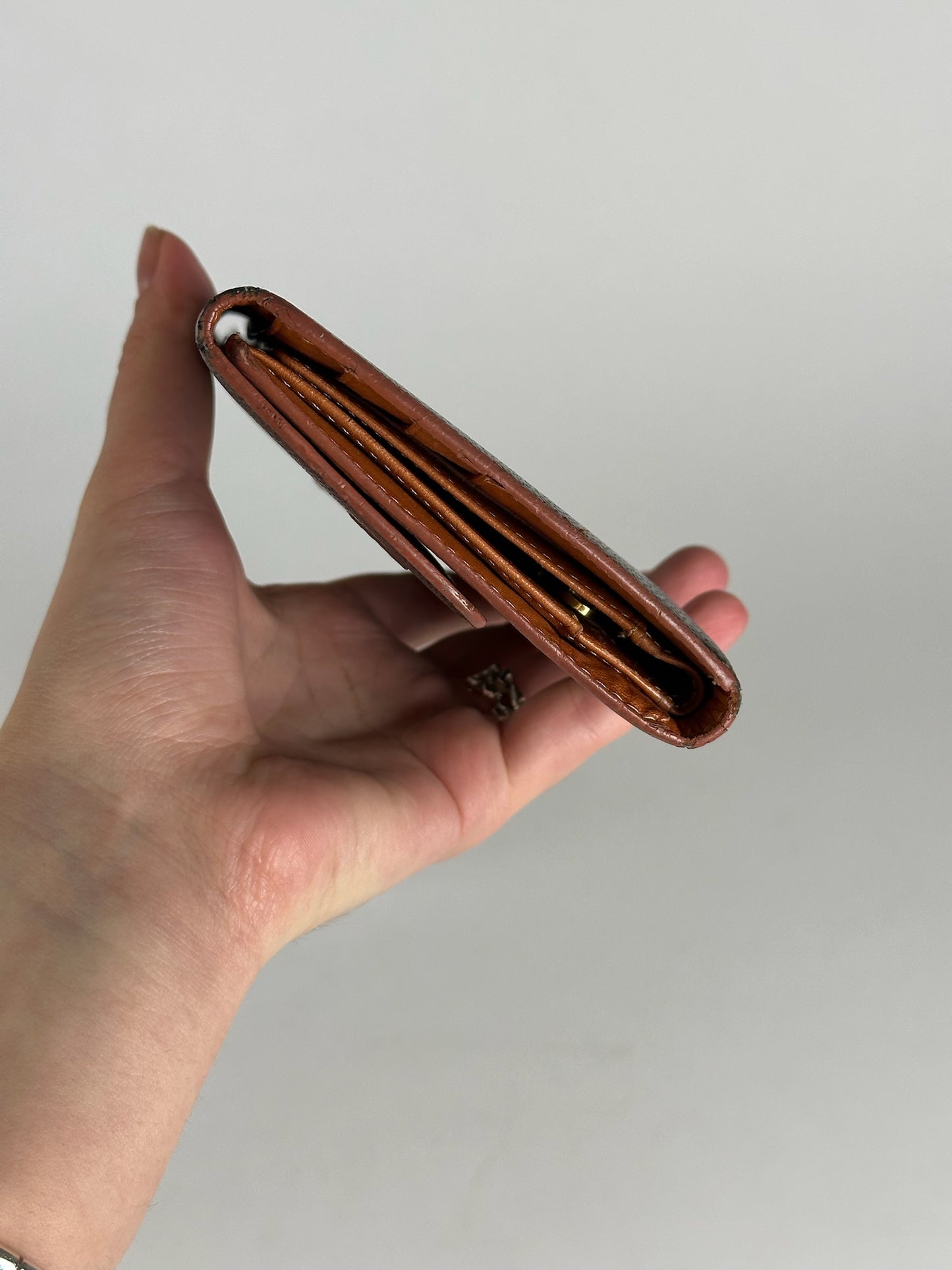 Vintage Celine Triomphe Leather Monogram Wallet Brown