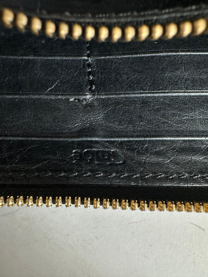 Vintage Chloe Leather Zip Wallet Black Gold