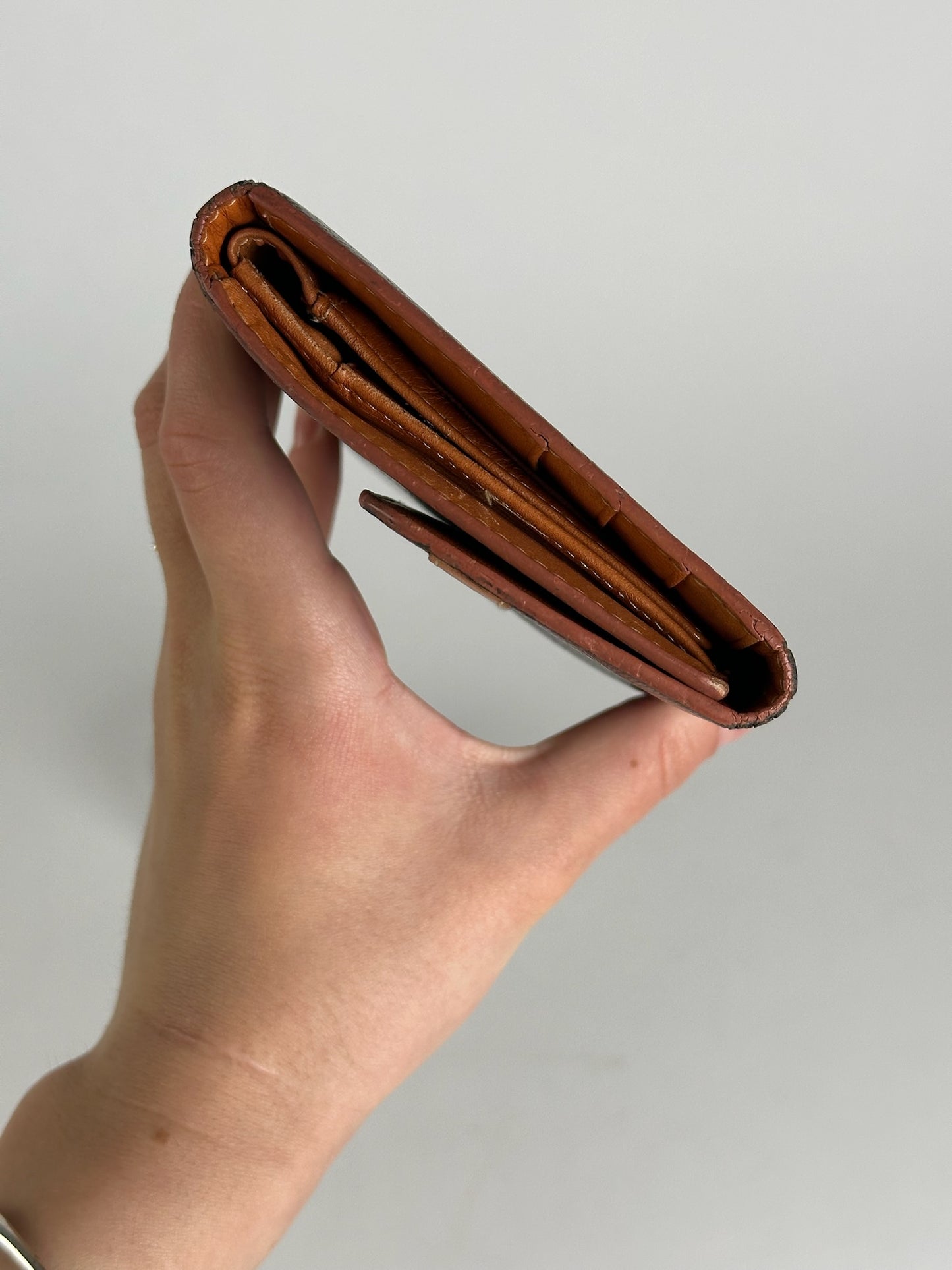 Vintage Celine Triomphe Leather Monogram Wallet Brown