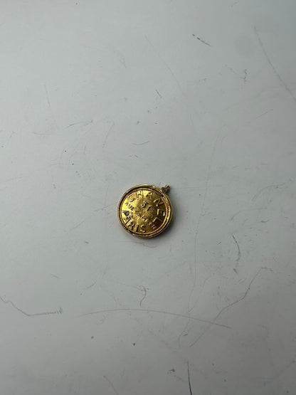 Vintage Chanel Logo Pendant Gold Brass