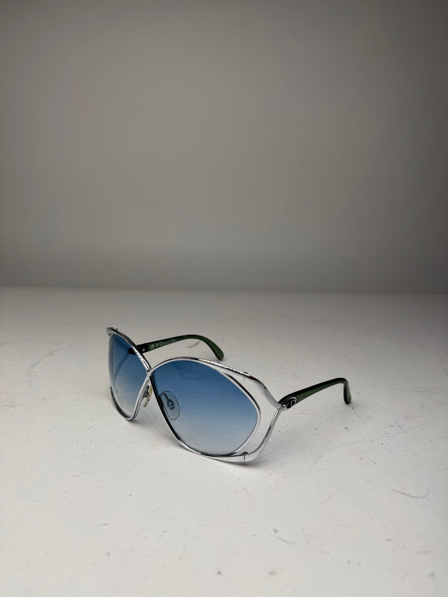 Vintage Dior Sunglasses Black Blue Silver