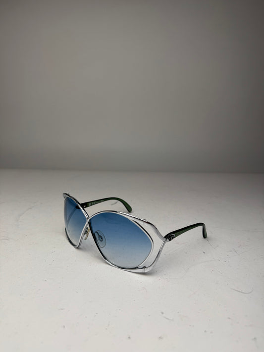 Vintage Dior Sunglasses Black Blue Silver