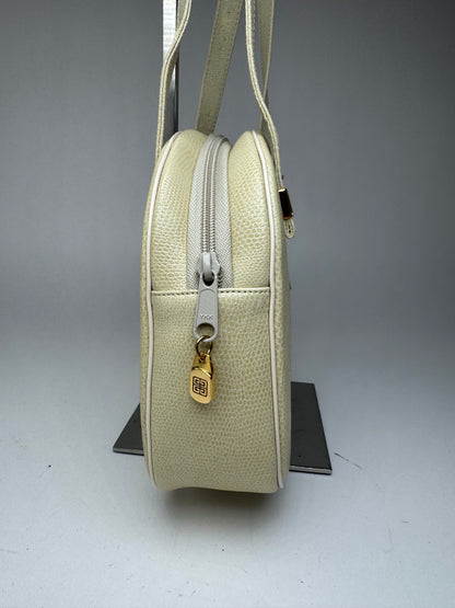 Sac vintage Givenchy en cuir embossé serpent beige