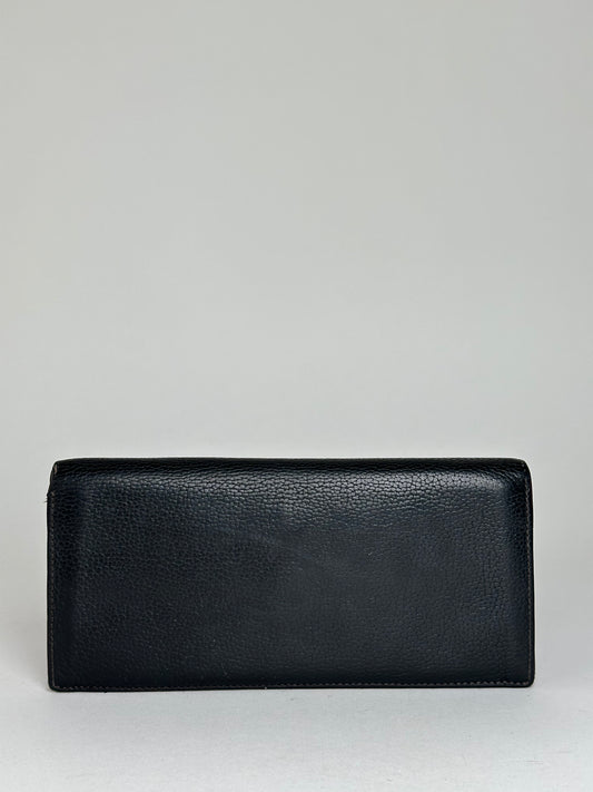 Vintage Loewe Madrid Grained Leather Long Wallet Black