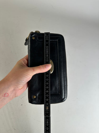 Vintage Chloe Leather Zip Wallet Black Gold