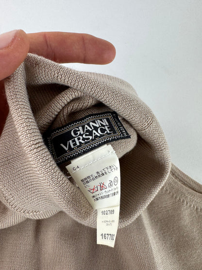 Vintage Gianni Versace Turtle Neck Wool Top beige Brown M