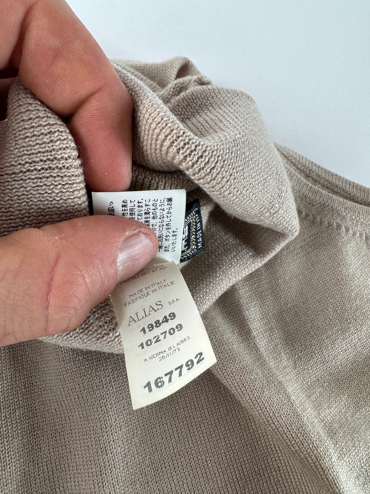 Vintage Gianni Versace Turtle Neck Wool Top beige Brown M