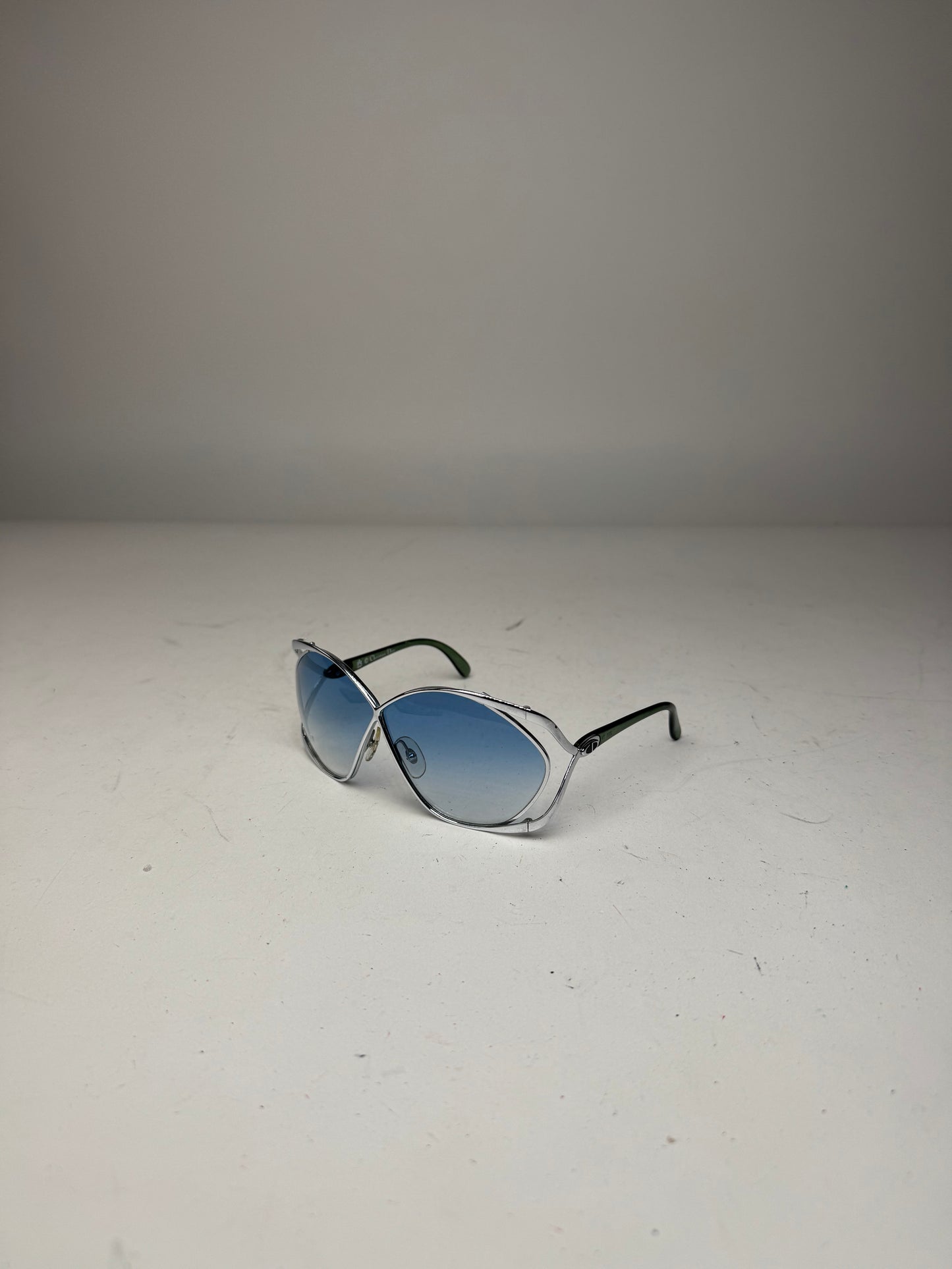 Vintage Dior Sunglasses Black Blue Silver