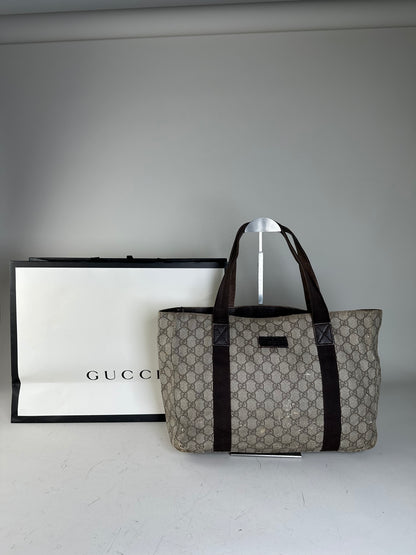 Vintage Gucci GG Supreme Tote Bag Beige Brown