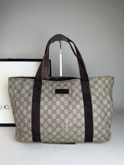 Vintage Gucci GG Supreme Tote Bag Beige Brown