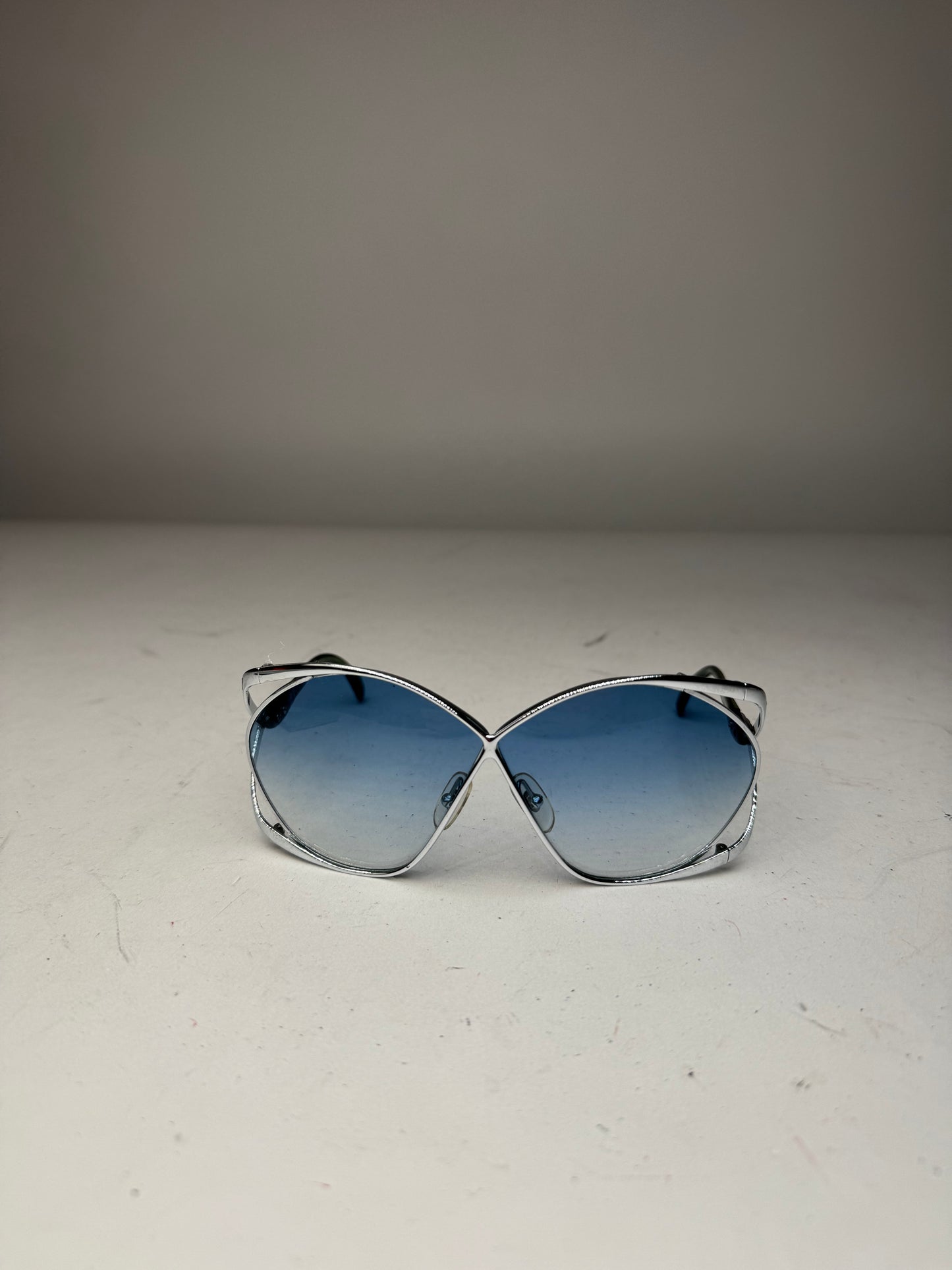 Vintage Dior Sunglasses Black Blue Silver