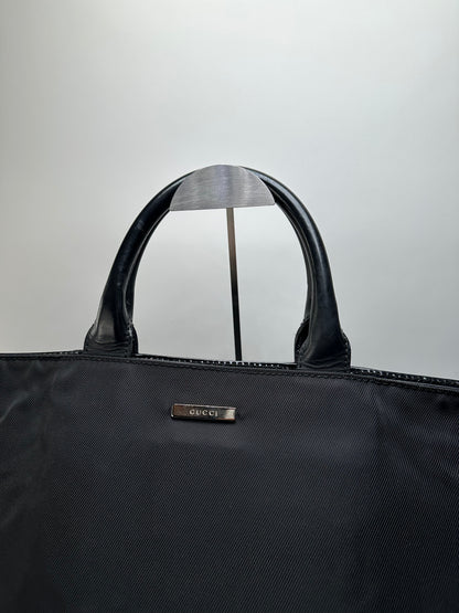 Vintage Gucci Nylon Tote Bag Black Silver