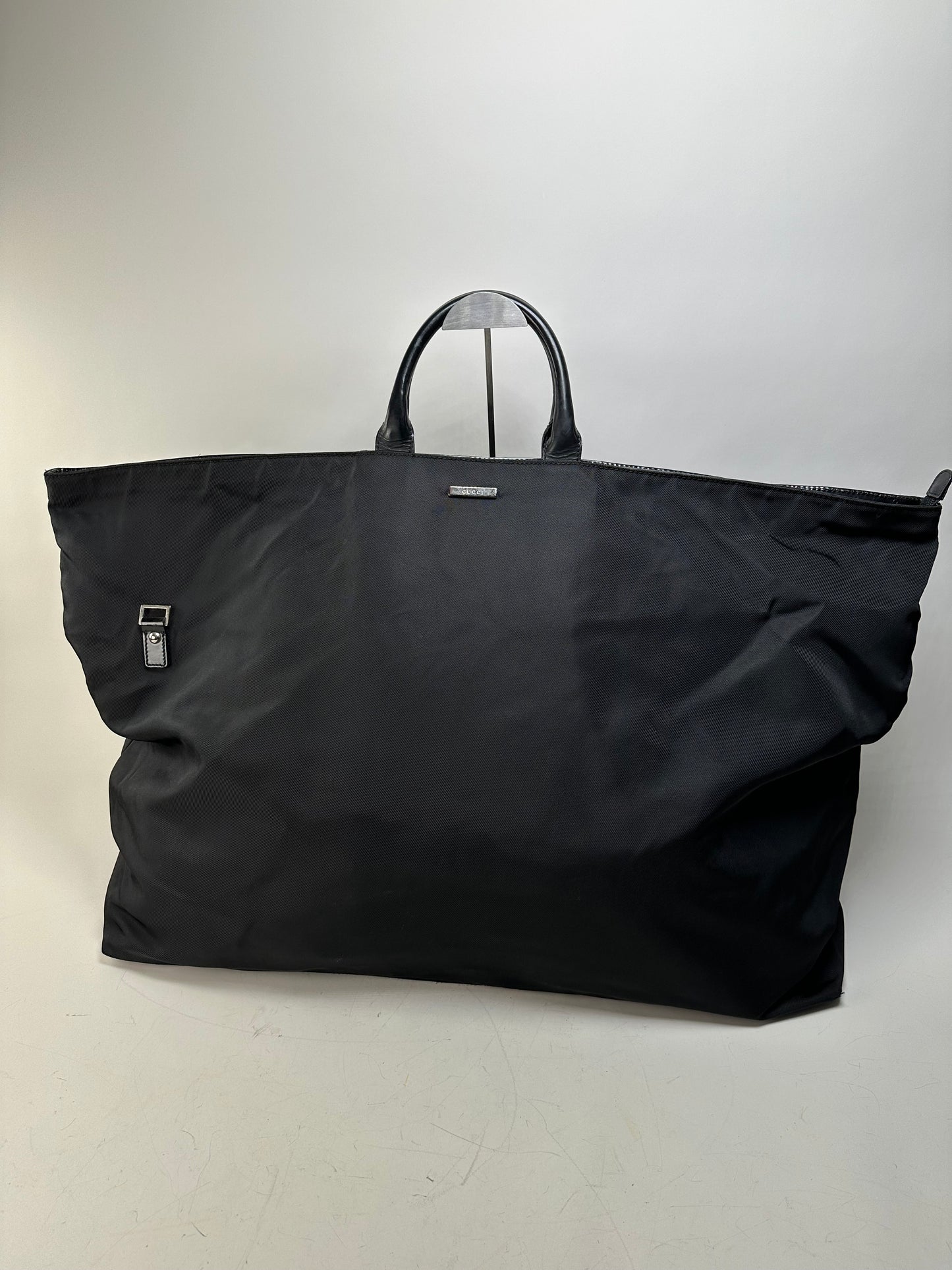 Vintage Gucci Nylon Tote Bag Black Silver
