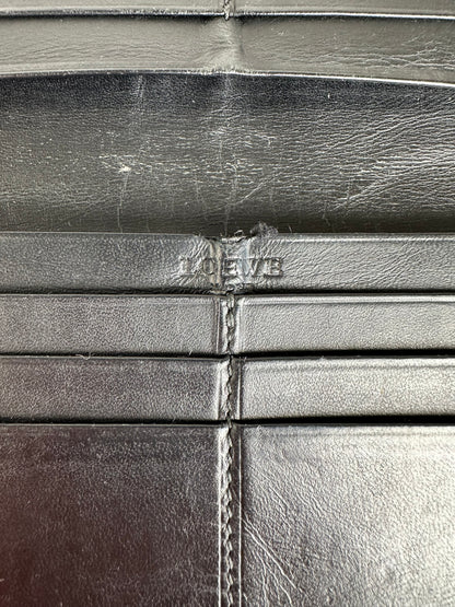 Vintage Loewe Madrid Grained Leather Long Wallet Black