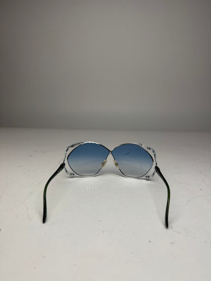 Vintage Dior Sunglasses Black Blue Silver