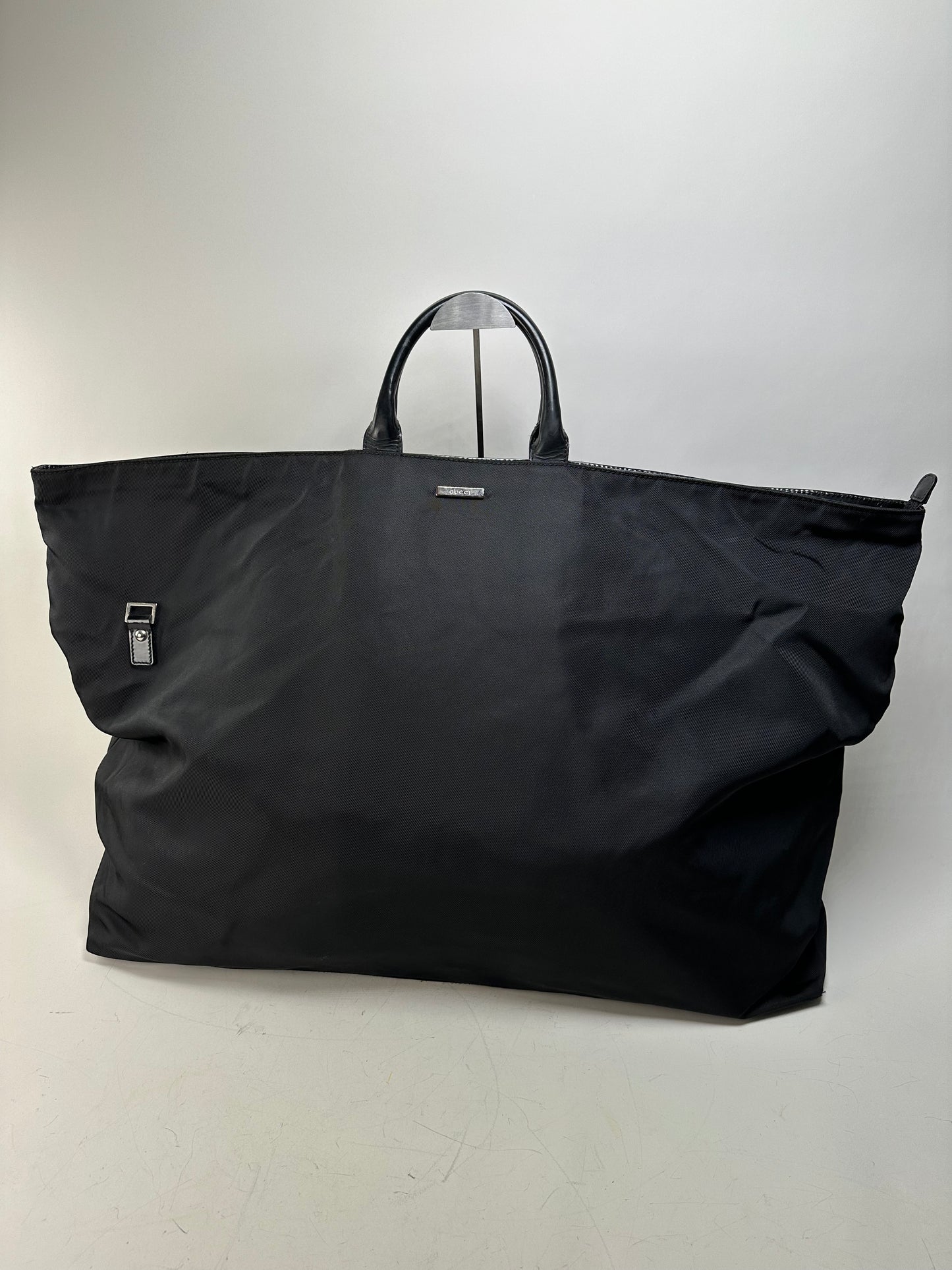 Vintage Gucci Nylon Tote Bag Black Silver