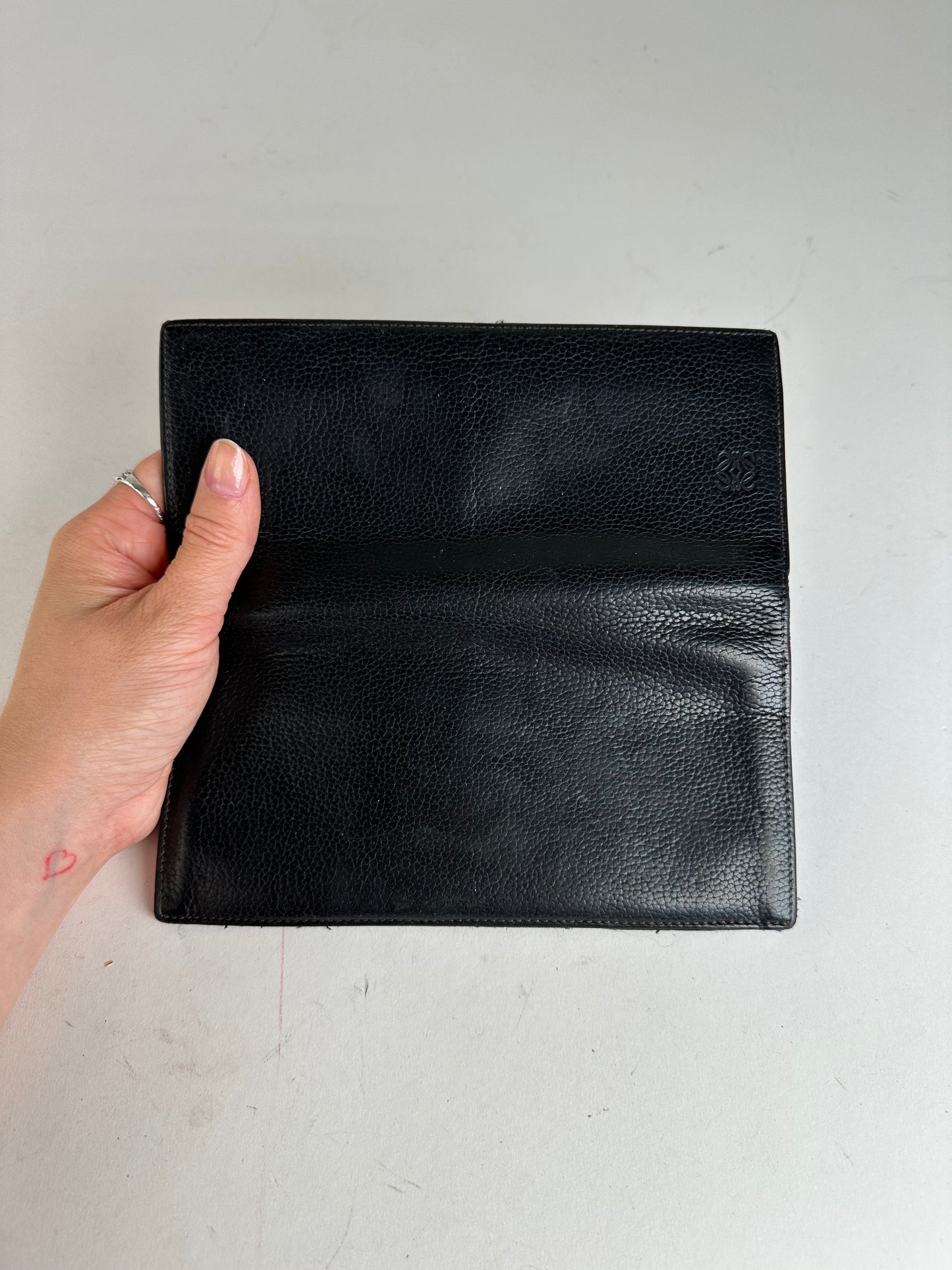Vintage Loewe Madrid Grained Leather Long Wallet Black