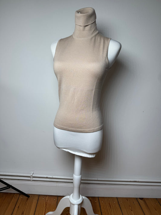 Vintage Gianni Versace Turtle Neck Wool Top beige Brown M