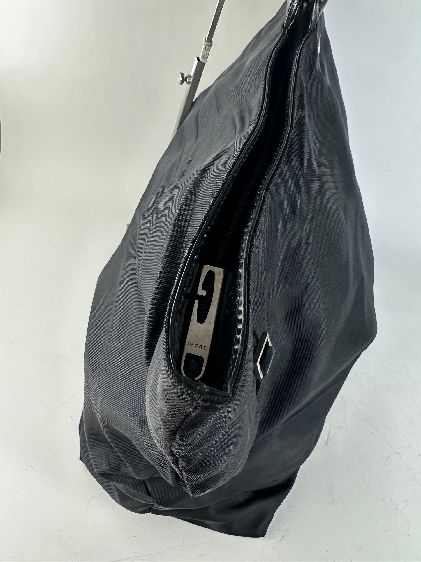 Vintage Gucci Nylon Tote Bag Black Silver