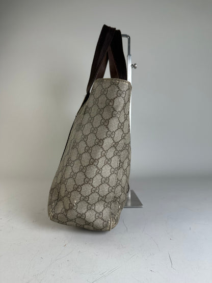 Vintage Gucci GG Supreme Tote Bag Beige Brown
