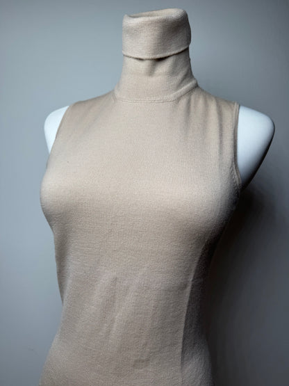 Vintage Gianni Versace Turtle Neck Wool Top beige Brown M