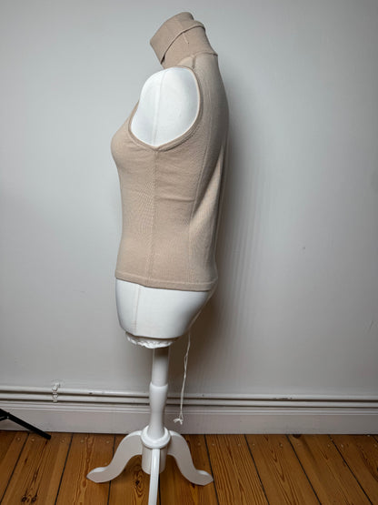 Vintage Gianni Versace Turtle Neck Wool Top beige Brown M