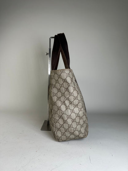 Vintage Gucci GG Supreme Tote Bag Beige Brown
