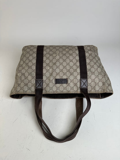 Vintage Gucci GG Supreme Tote Bag Beige Brown