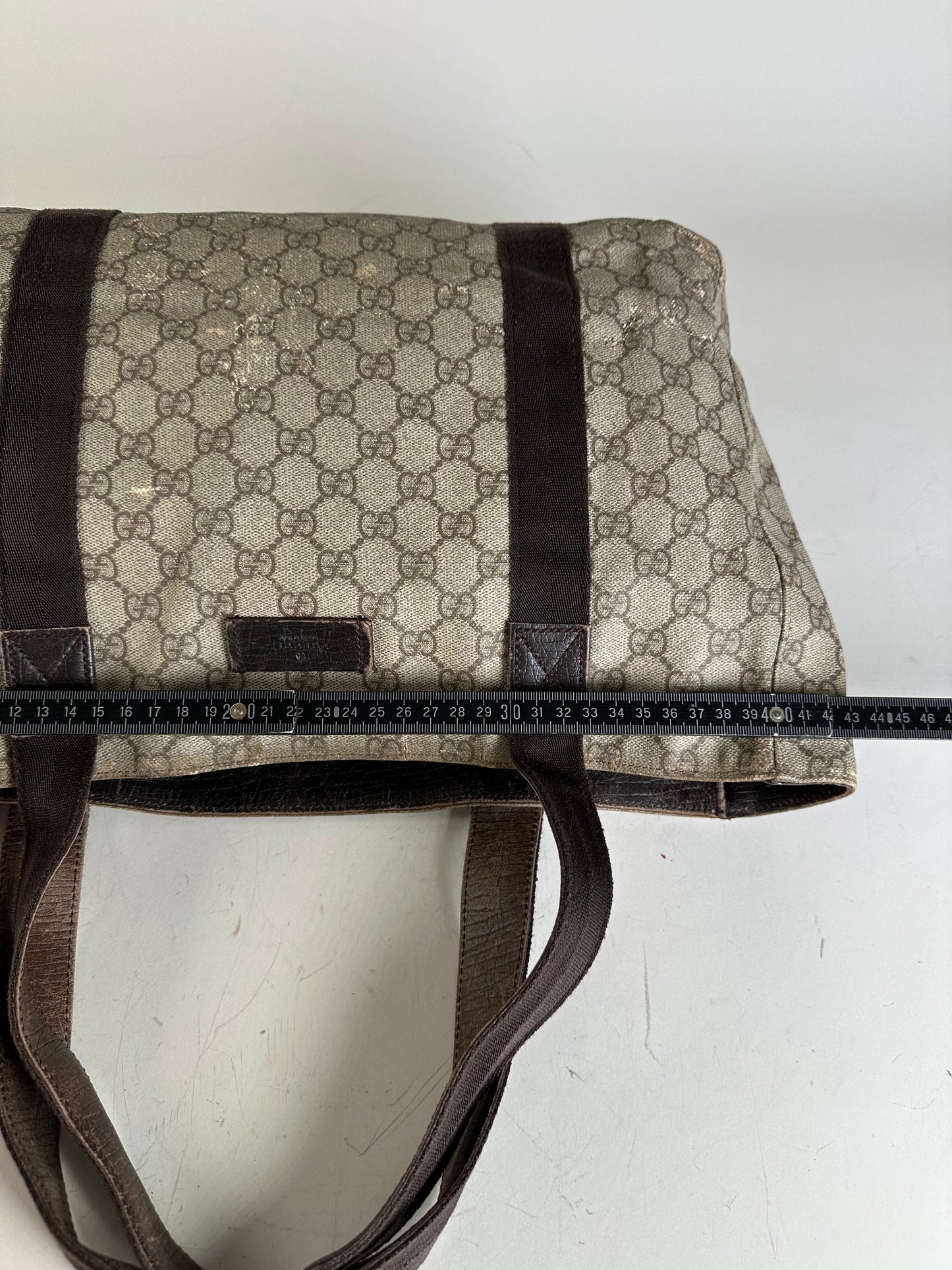 Vintage Gucci GG Supreme Tote Bag Beige Brown