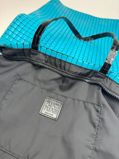 Sac fourre-tout vintage Pleats Please Issey Miyake bleu noir