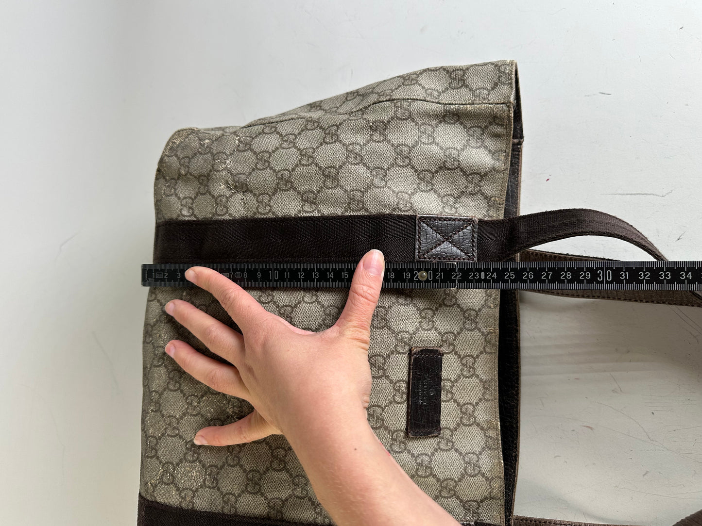 Vintage Gucci GG Supreme Tote Bag Beige Brown