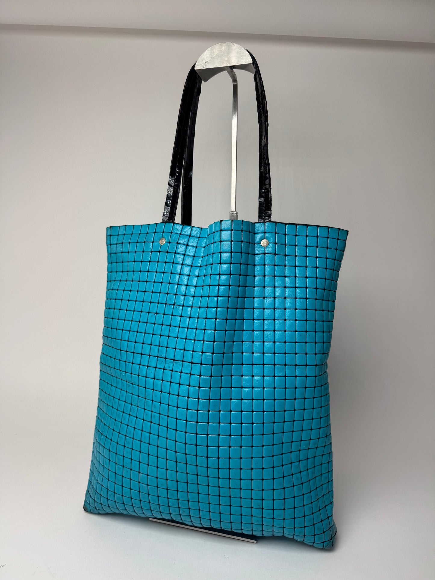 Sac fourre-tout vintage Pleats Please Issey Miyake bleu noir