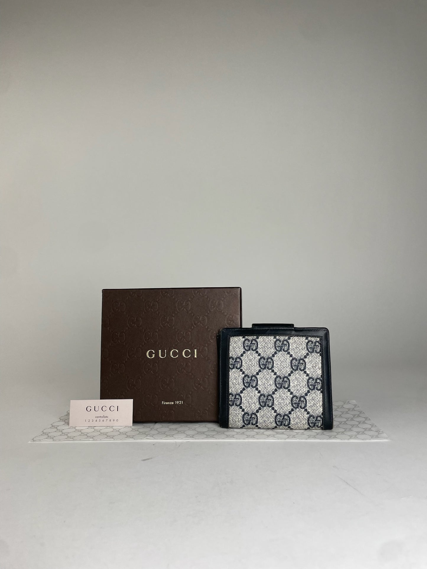 Gucci GG Canvas Cardholder Blue/Beige
