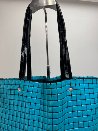 Sac fourre-tout vintage Pleats Please Issey Miyake bleu noir