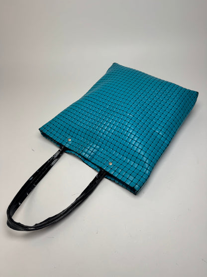 Sac fourre-tout vintage Pleats Please Issey Miyake bleu noir