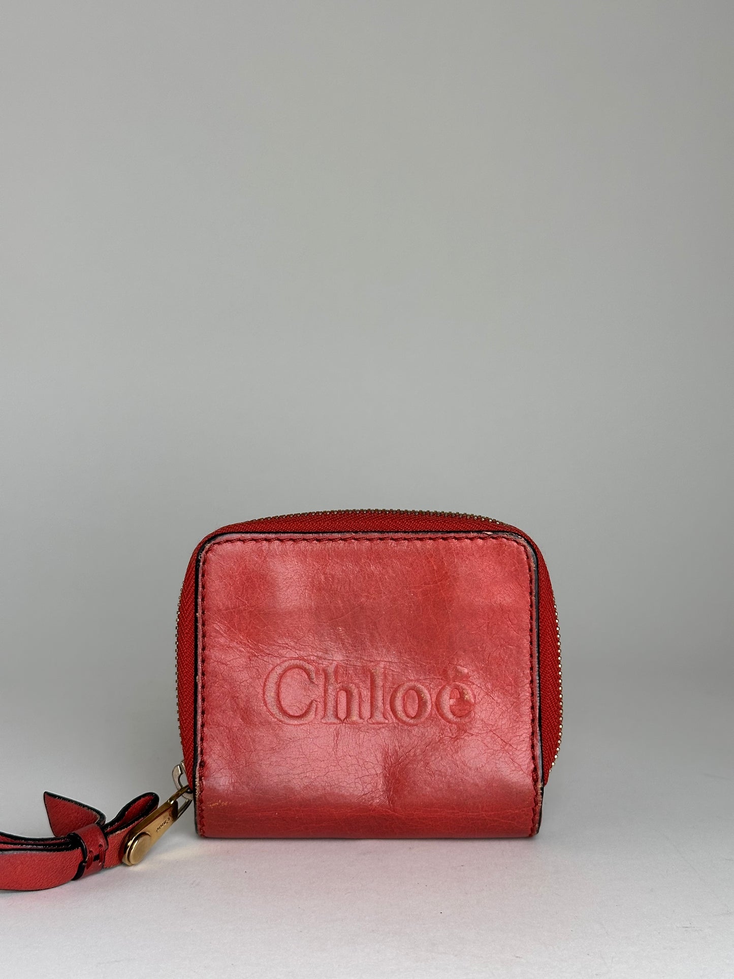 Vintage Chloe Leather Wallet / Card Holder Red