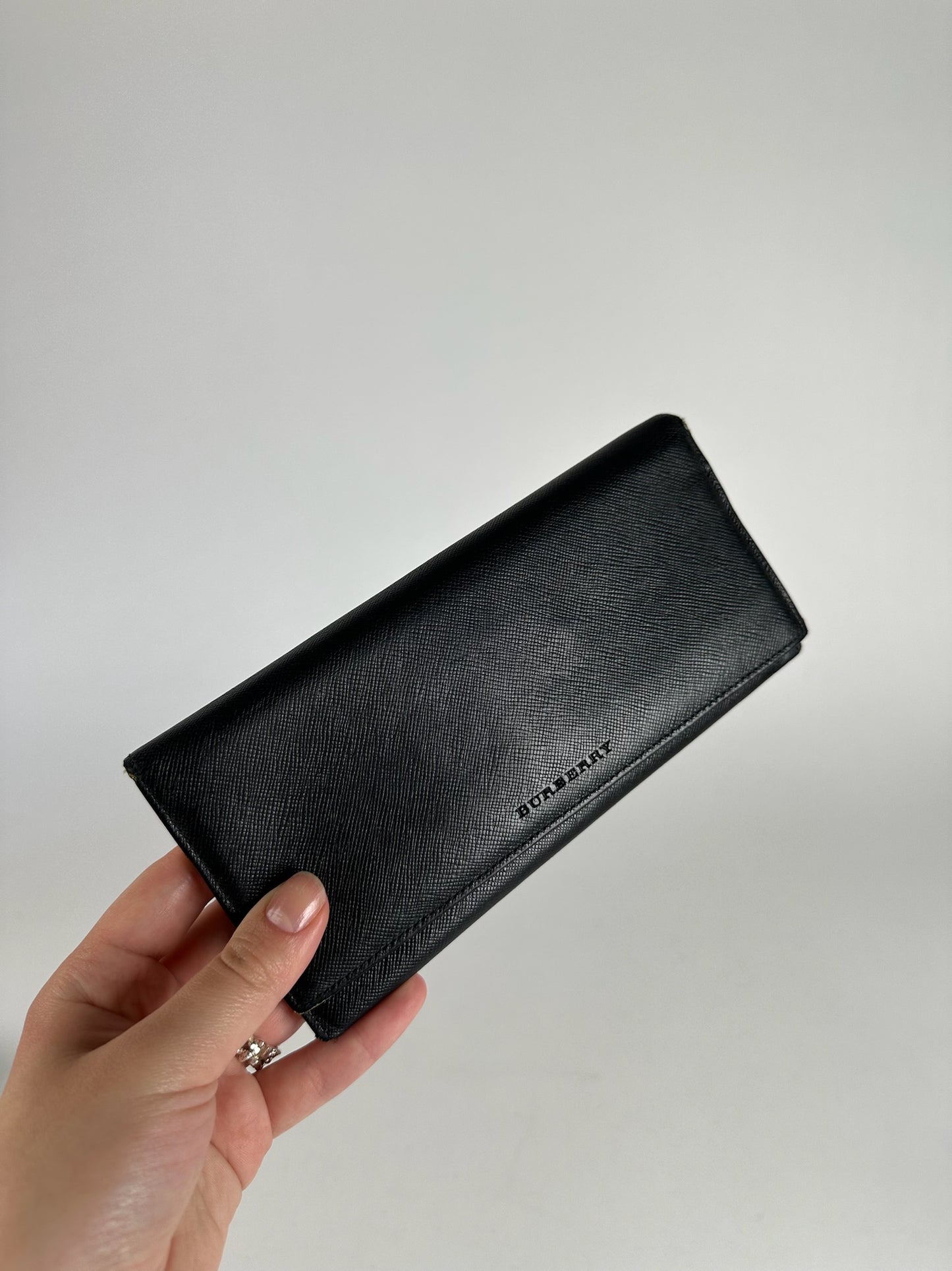 Vintage Burberry Leather ID holder black