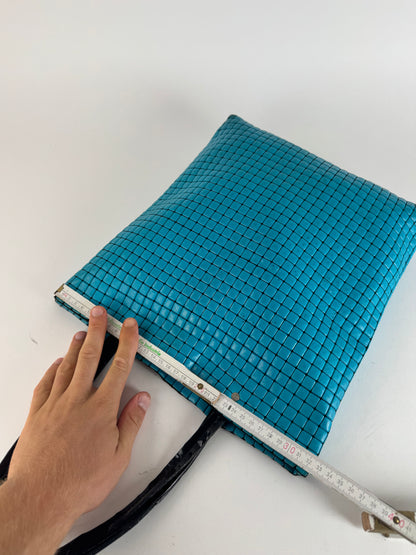 Sac fourre-tout vintage Pleats Please Issey Miyake bleu noir