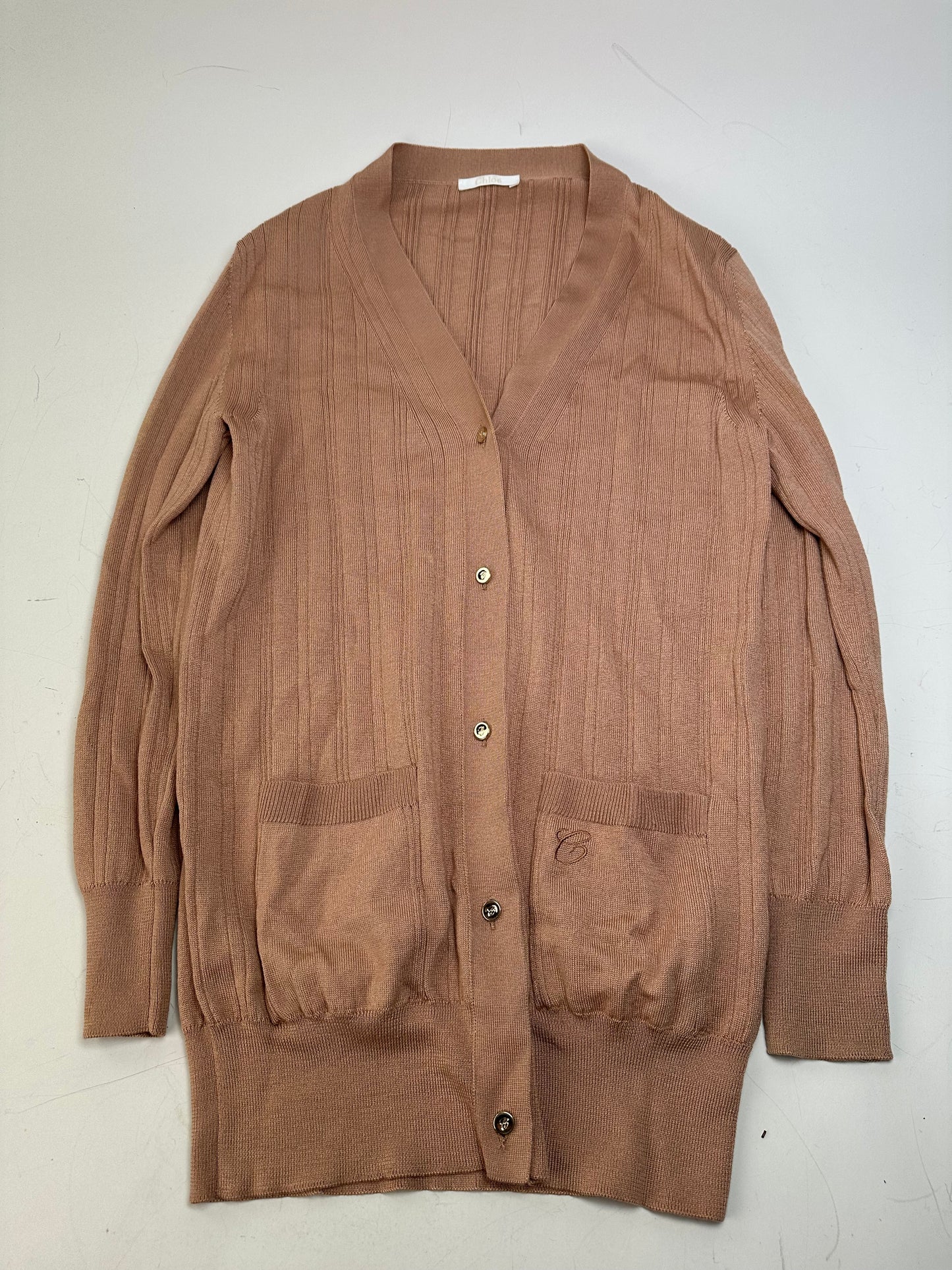 Vintage Chloé Viscose Knit Cardigan Soft Pink XXL