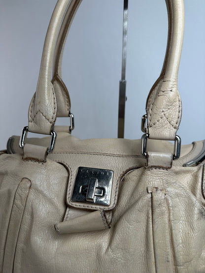 Vintage Celine Paris Leather Handbag Grey