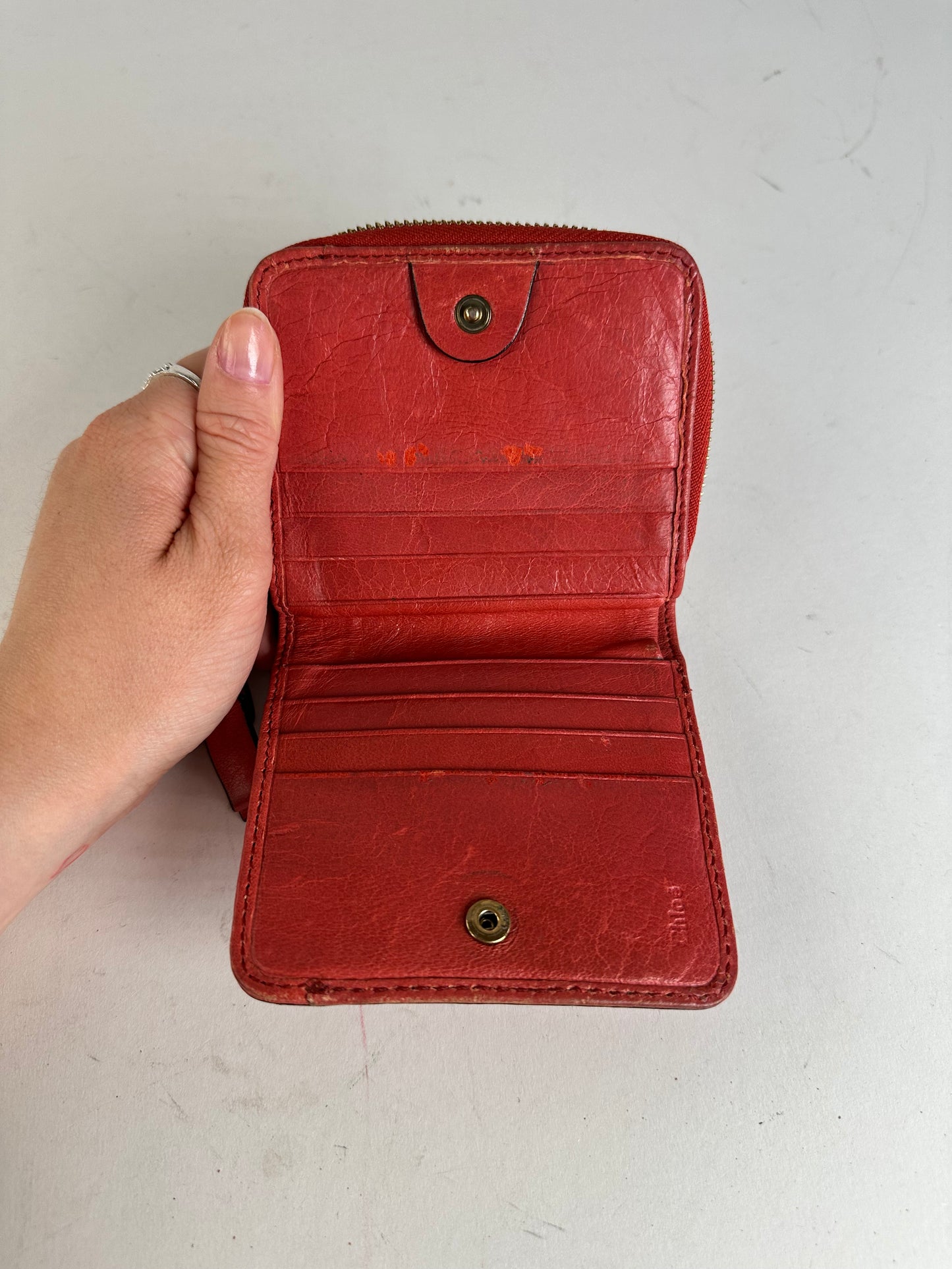 Vintage Chloe Leather Wallet / Card Holder Red