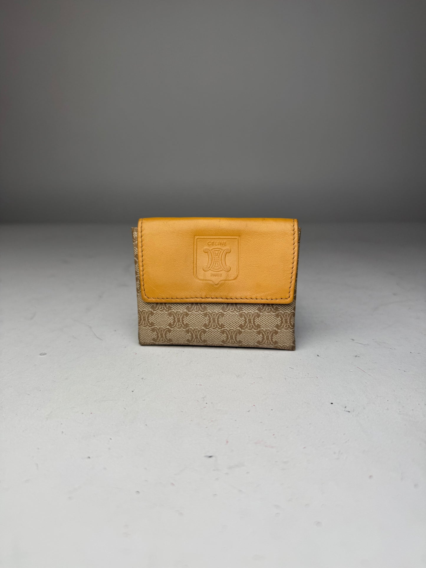 Vintage Celine Paris Leather Purse beige Yellow