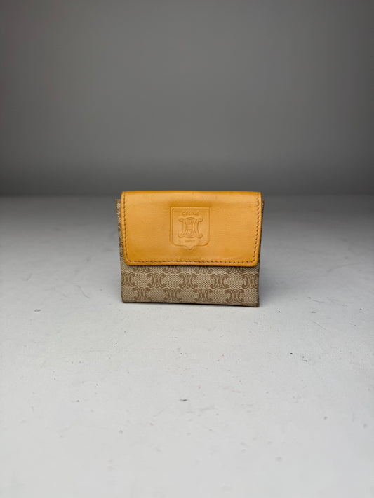 Vintage Celine Paris Leather Purse beige Yellow